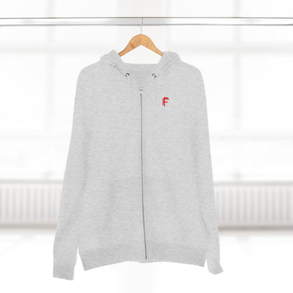 Frenzy - Unisex Zip Hoodie with Red Logo - Fresh Style Grey Zip-Up with Red Graphics. - Fitness Frenzy