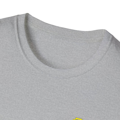 Minimalist Unisex Softstyle T-Shirt - Yellow Logo. - Fitness Frenzy