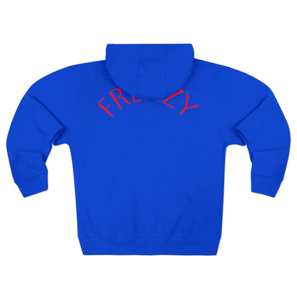 Frenzy - Unisex Zip Hoodie with Red Logo - Fresh Style Grey Zip-Up with Red Graphics. - Fitness Frenzy