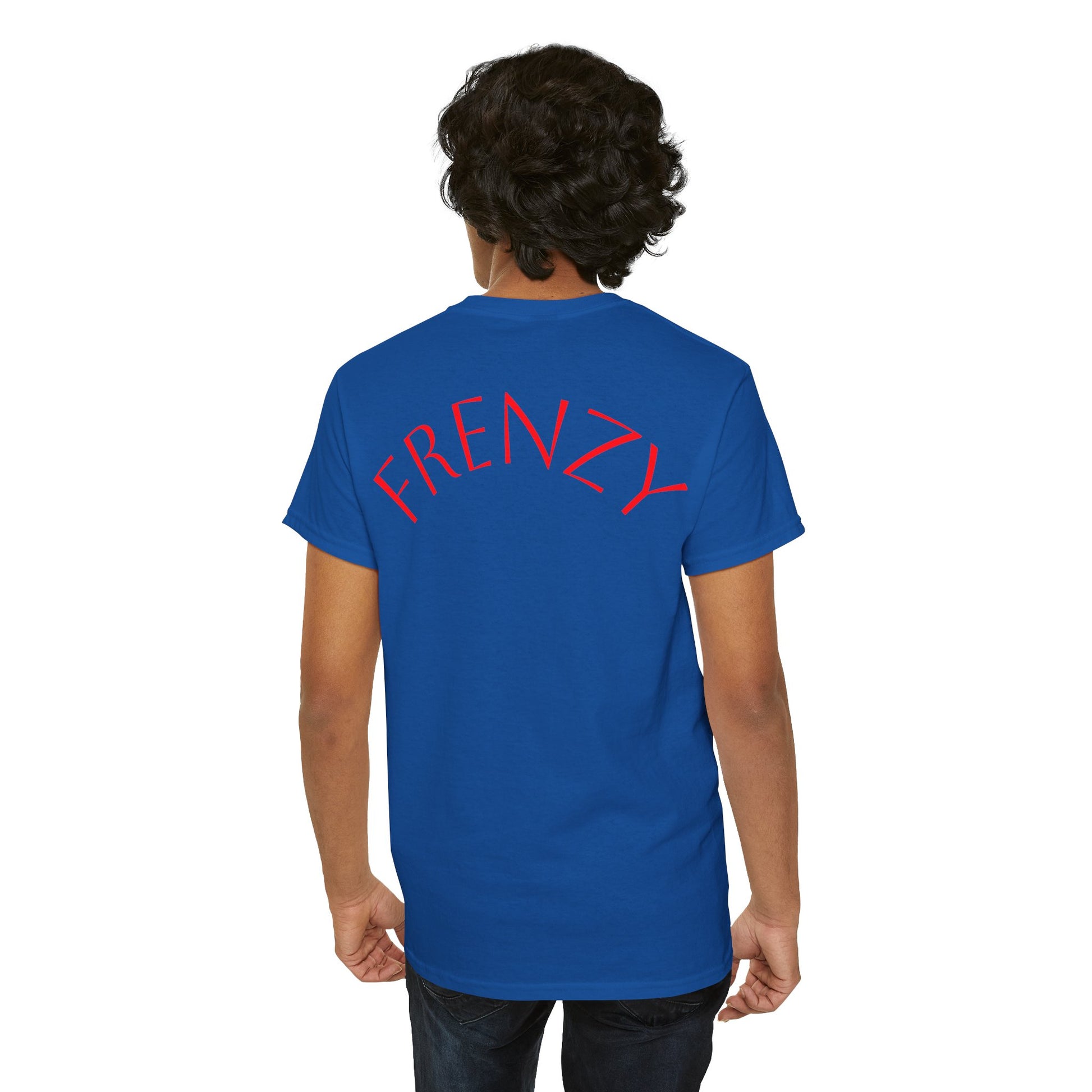 Frenzy Graphic Unisex Heavy Cotton Tee with Bold Red Design. - Fitness Frenzy