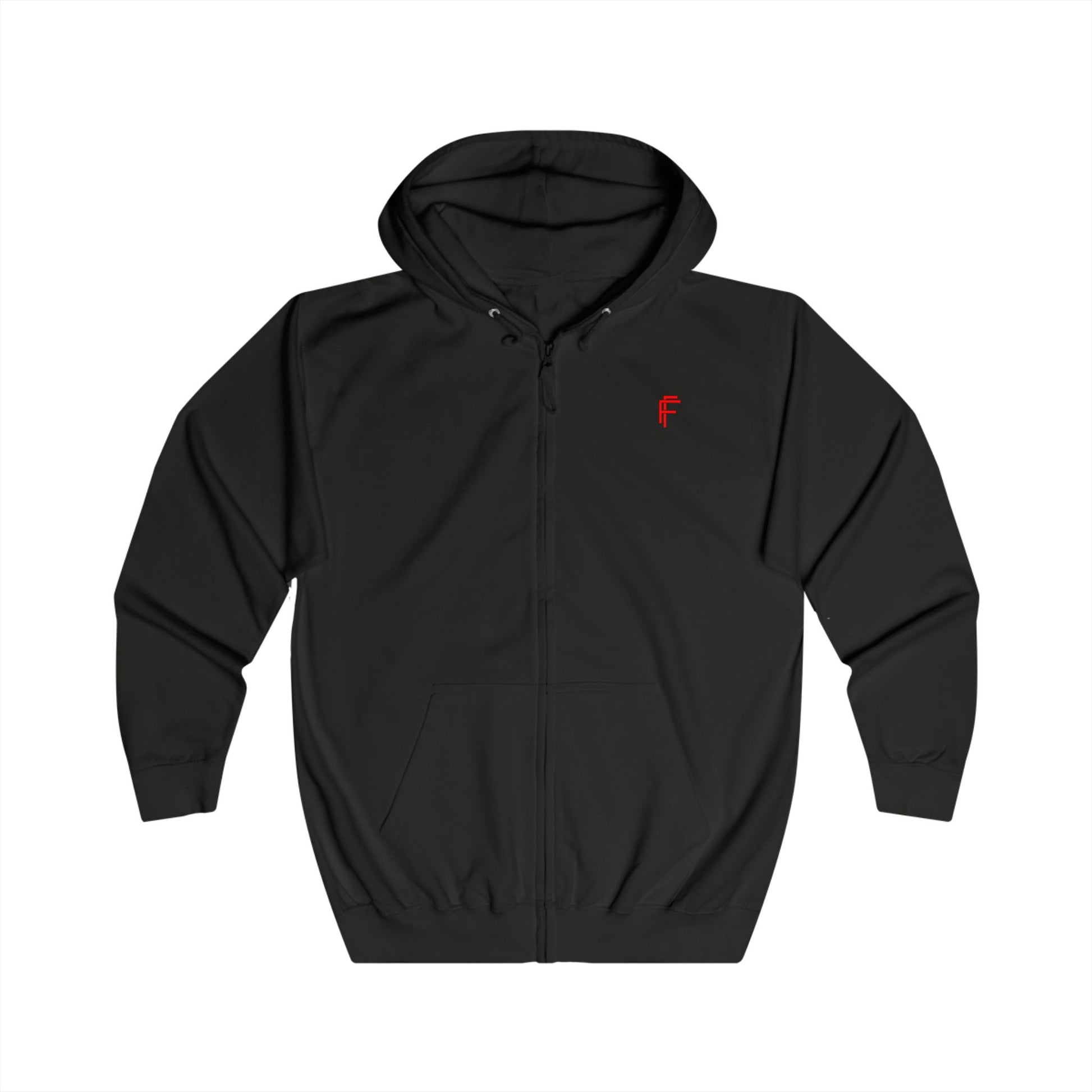 Frenzy Unisex Full Zip Hoodie with Red Logo - Cosy Casual Wear for Everyday Style. - Fitness Frenzy