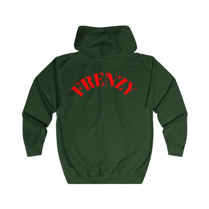 Frenzy Unisex Full Zip Hoodie with Red Logo - Cosy Casual Wear for Everyday Style. - Fitness Frenzy