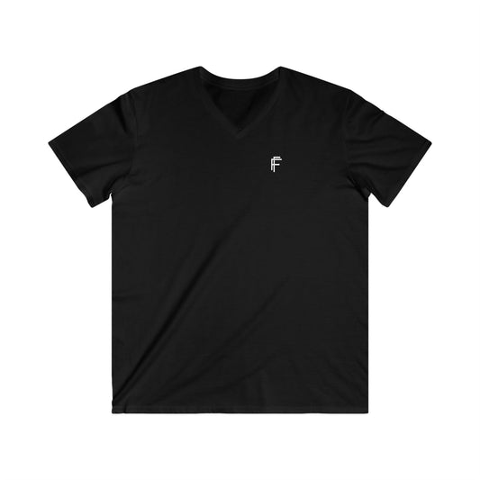 Casual Men's Fitted V-Neck Tee - White Logo. - Fitness Frenzy