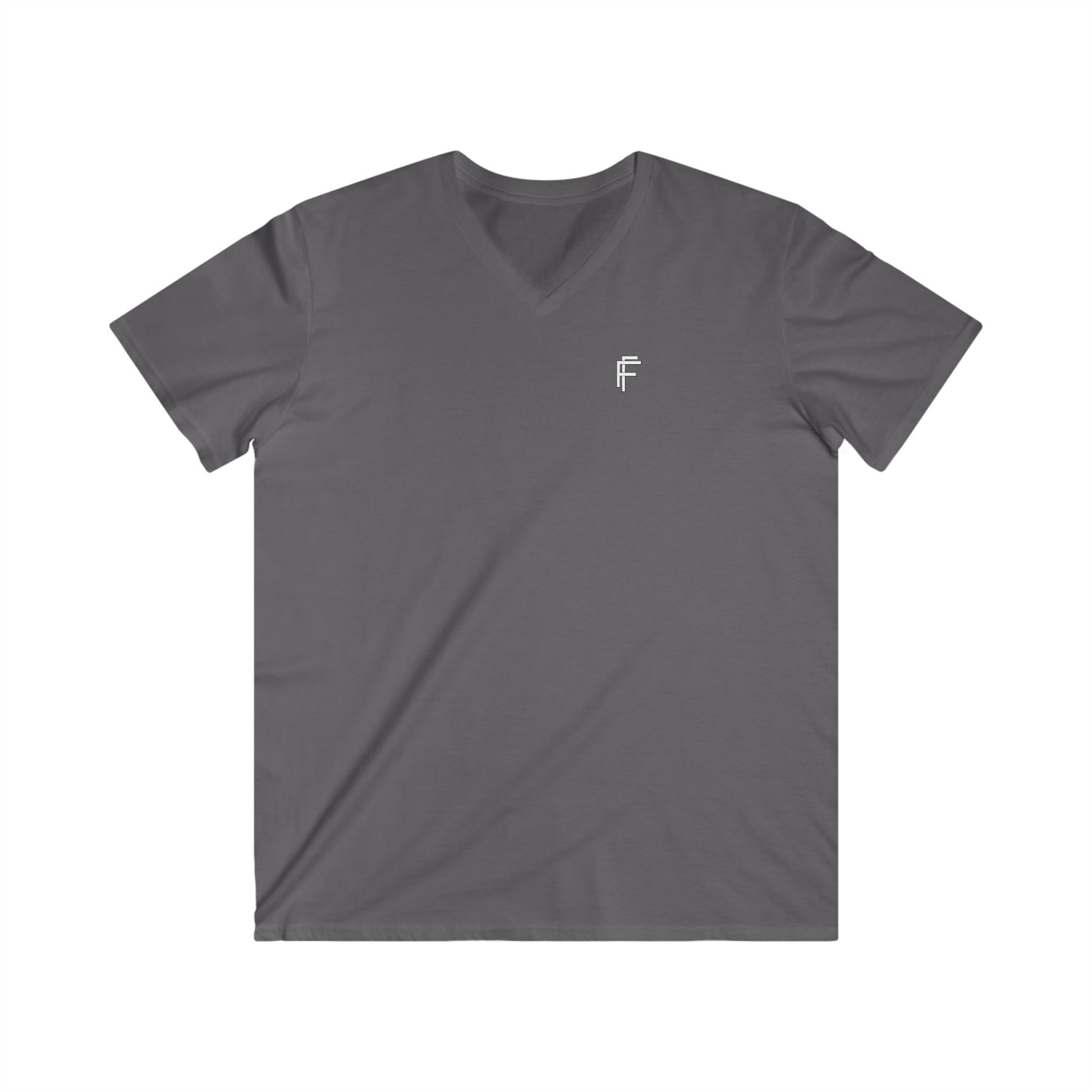 Casual Men's Fitted V-Neck Tee - White Logo. - Fitness Frenzy