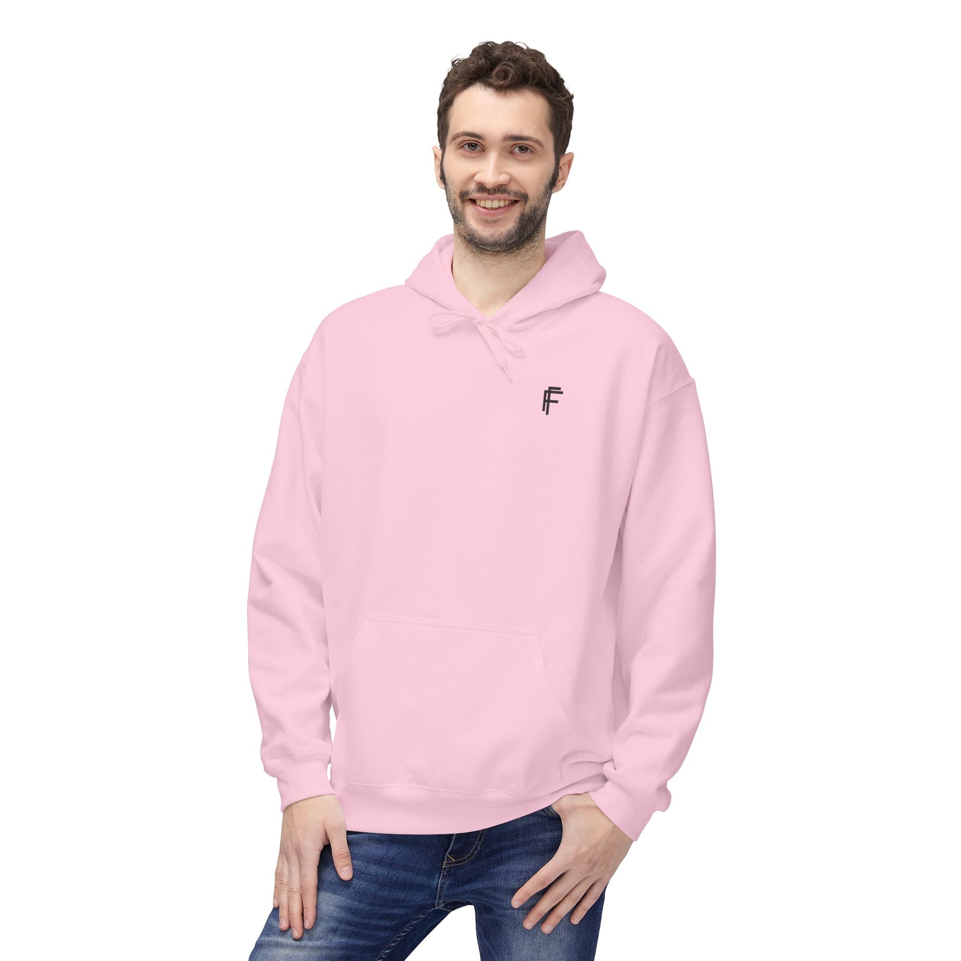 Fitness Frenzy Unisex Fleece Hoodie with Black Logo - Softstyle Comfort for Everyone. - Fitness Frenzy