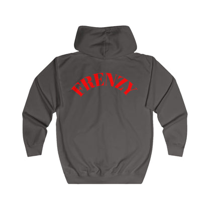 Frenzy Unisex Full Zip Hoodie with Red Logo - Cosy Casual Wear for Everyday Style. - Fitness Frenzy