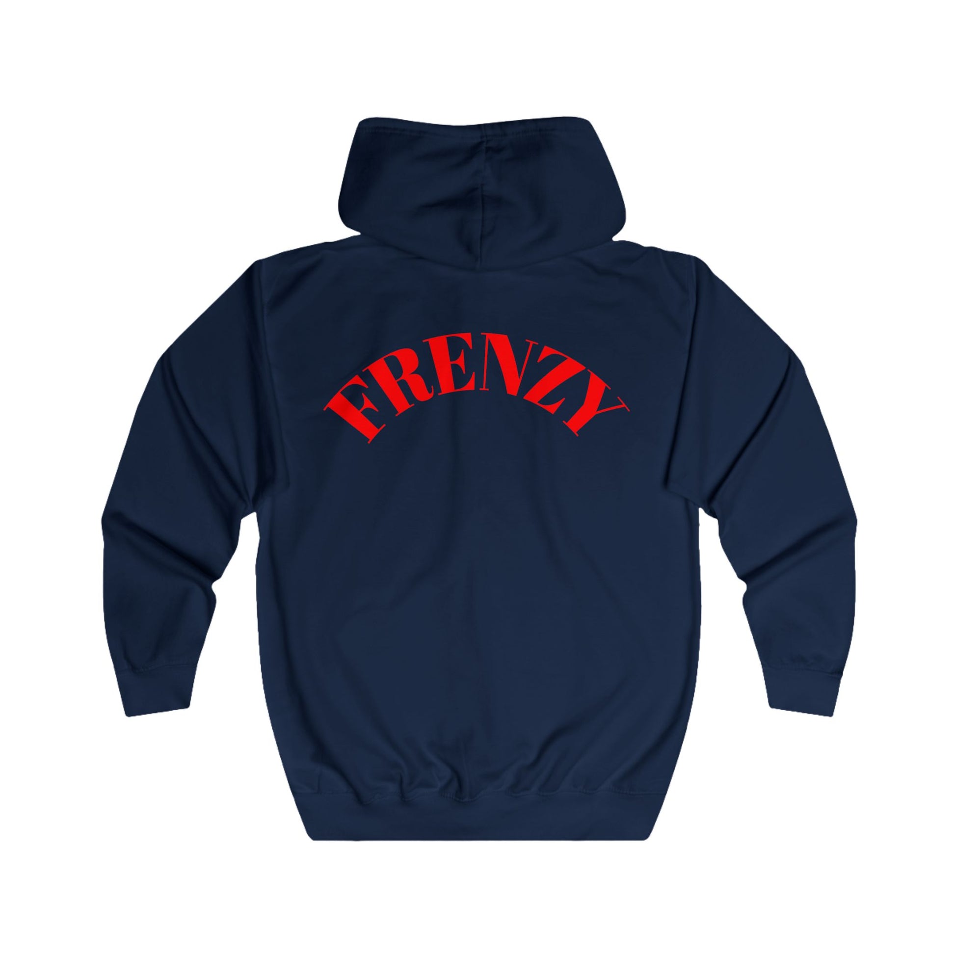 Frenzy Unisex Full Zip Hoodie with Red Logo - Cosy Casual Wear for Everyday Style. - Fitness Frenzy