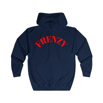 Frenzy Unisex Full Zip Hoodie with Red Logo - Cosy Casual Wear for Everyday Style. - Fitness Frenzy