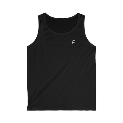 Frenzy - Men's Softstyle Tank Top - Minimalist Black Design with White Logo. - Fitness Frenzy