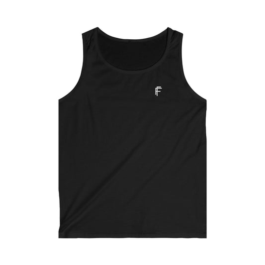 Frenzy - Men's Softstyle Tank Top - Minimalist Black Design with White Logo. - Fitness Frenzy