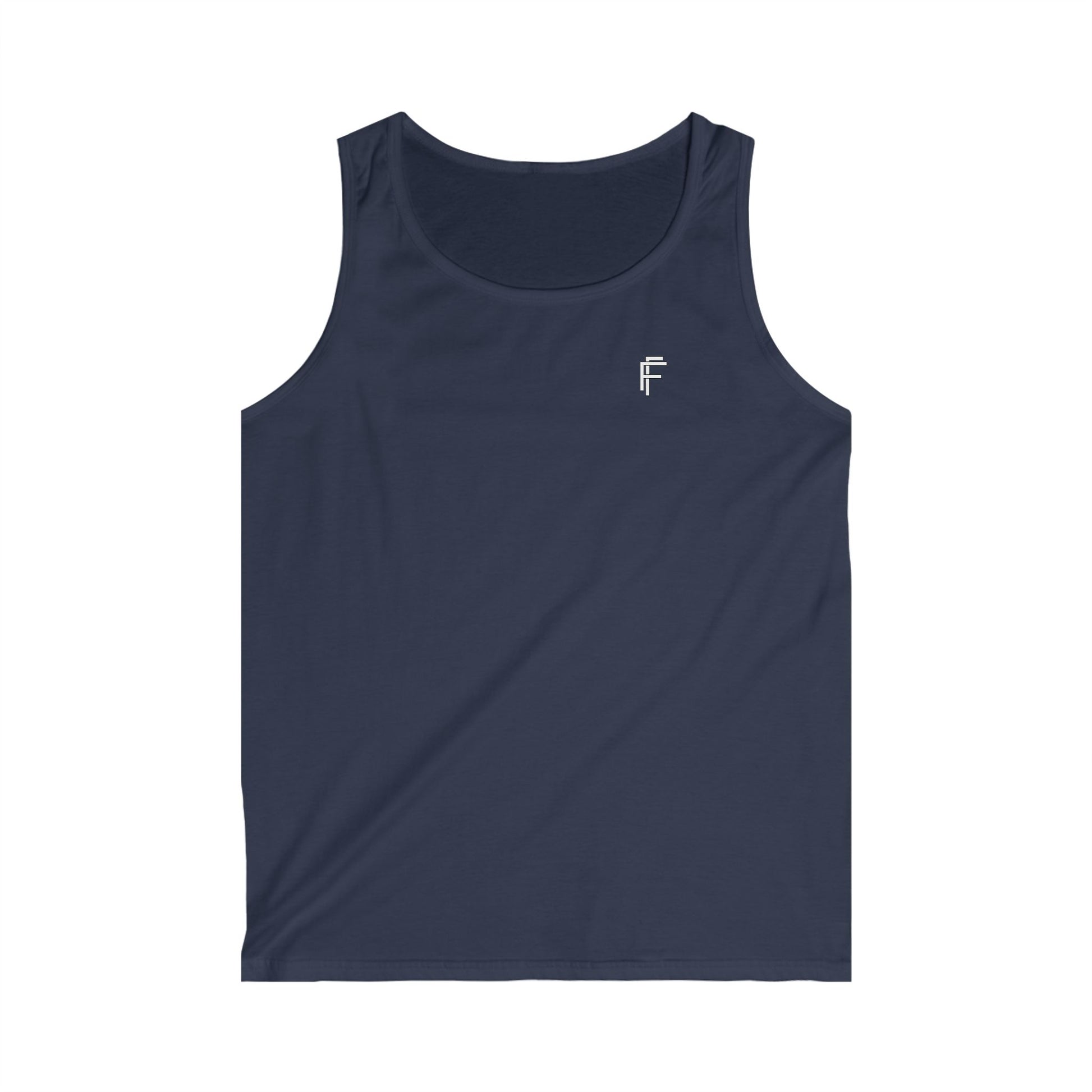 Frenzy - Men's Softstyle Tank Top - Minimalist Black Design with White Logo. - Fitness Frenzy