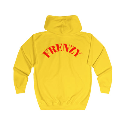 Frenzy Unisex Full Zip Hoodie with Red Logo - Cosy Casual Wear for Everyday Style. - Fitness Frenzy