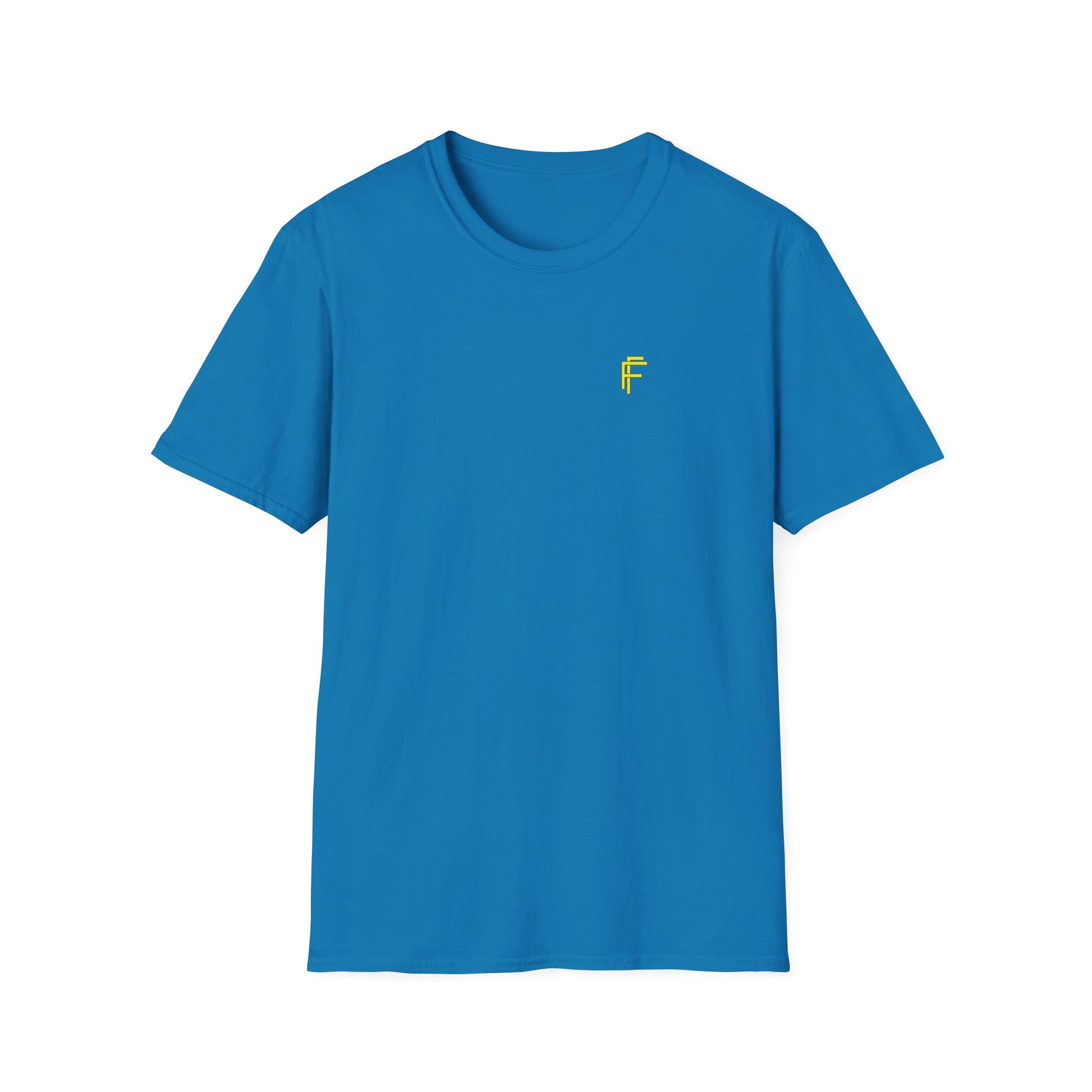 Minimalist Unisex Softstyle T-Shirt - Yellow Logo. - Fitness Frenzy