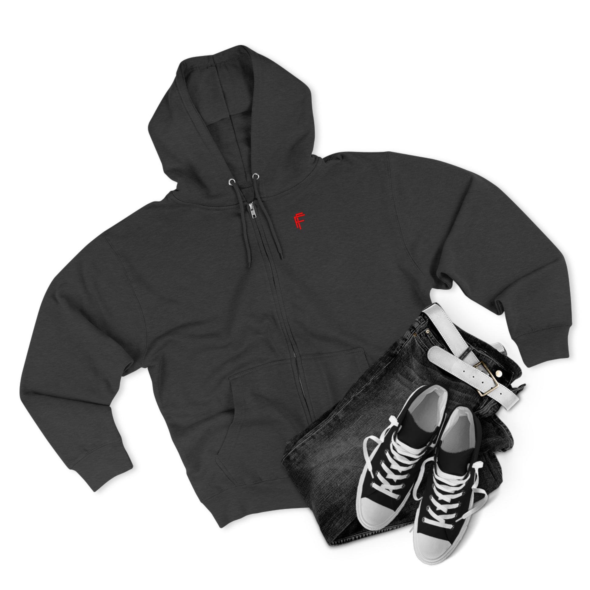 Frenzy - Cozy Unisex Zip Hoodie with Red Logo - Perfect for Everyday Comfort - Fitness Frenzy