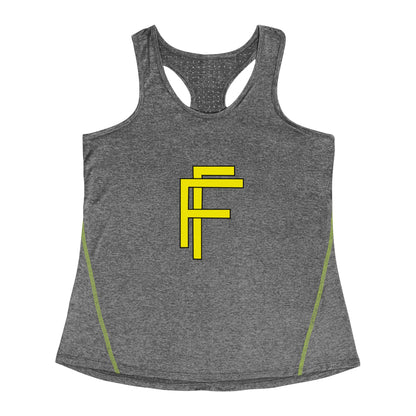Frenzy - Women's Racerback Sports Vest with yellow Logo. - Fitness Frenzy
