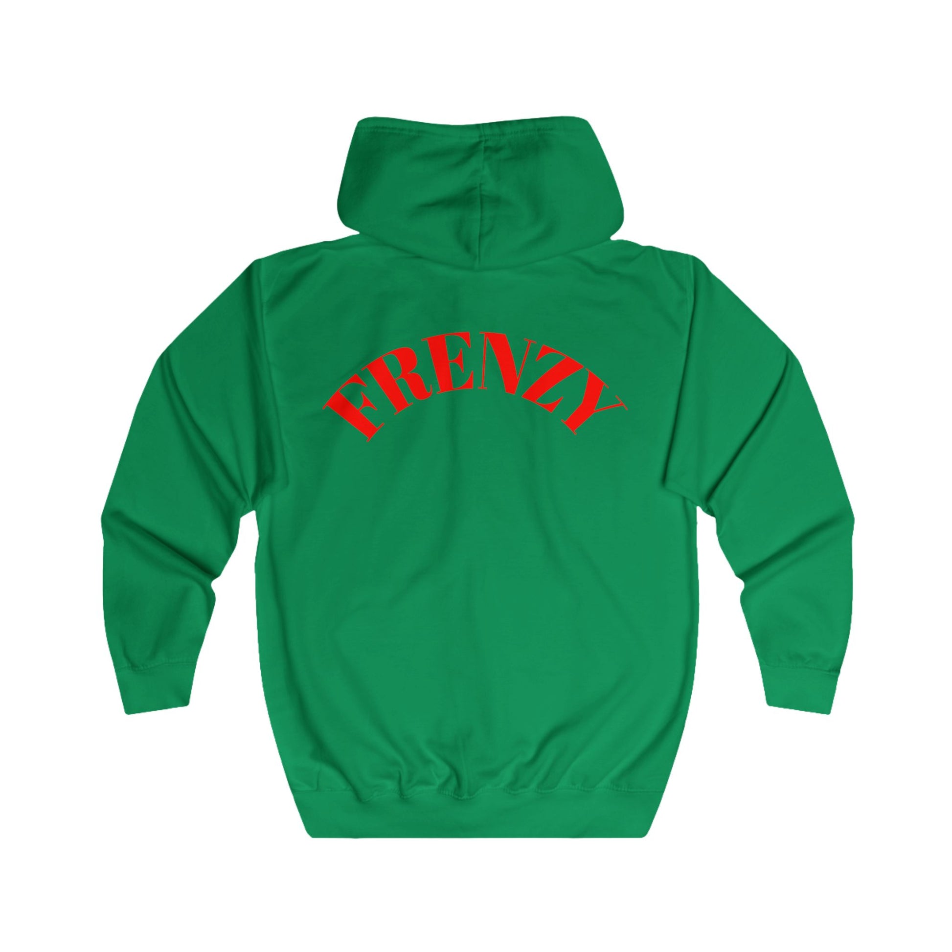 Frenzy Unisex Full Zip Hoodie with Red Logo - Cosy Casual Wear for Everyday Style. - Fitness Frenzy