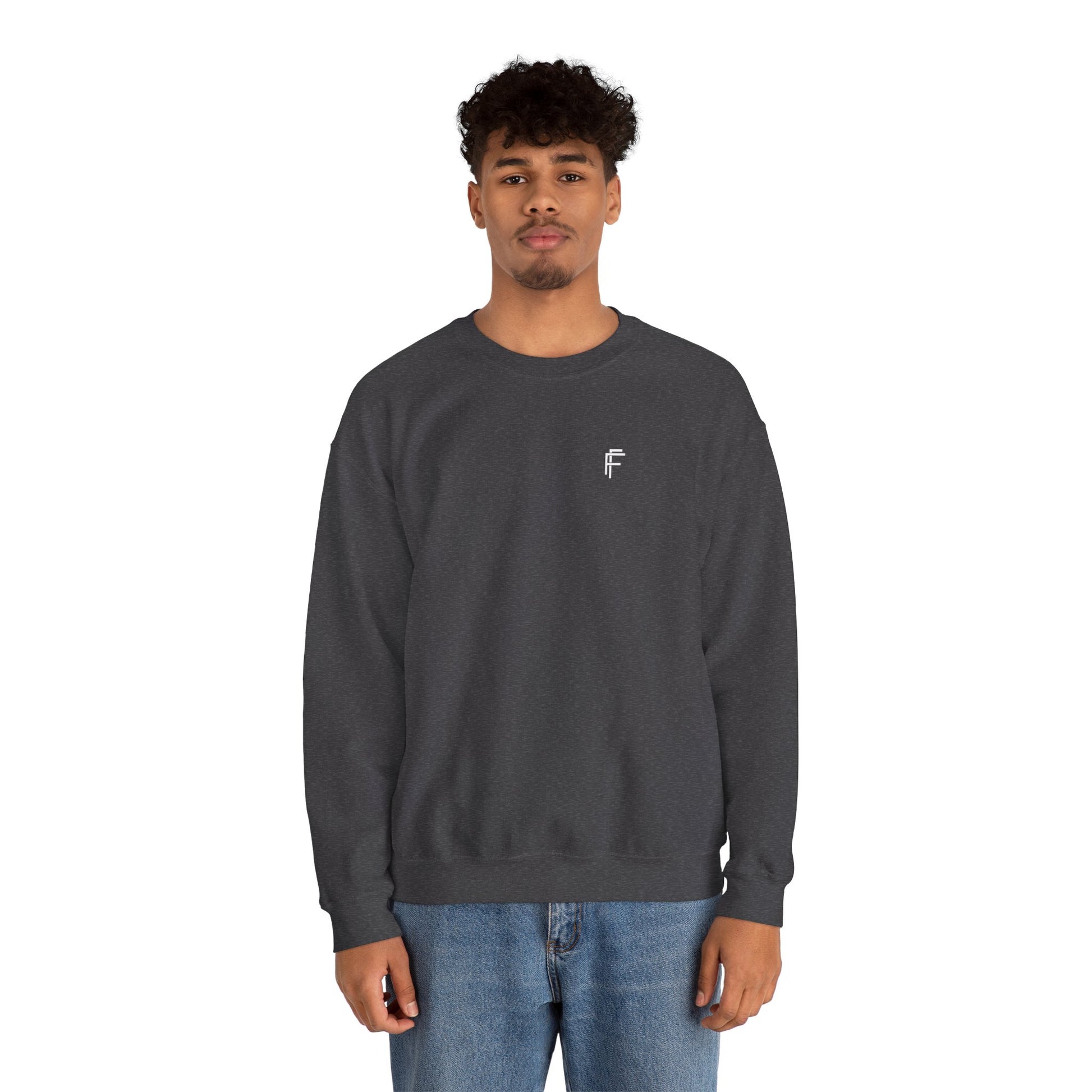 Frenzy Unisex Heavy Blend™ Crewneck Sweatshirt with White Logo. - Fitness Frenzy
