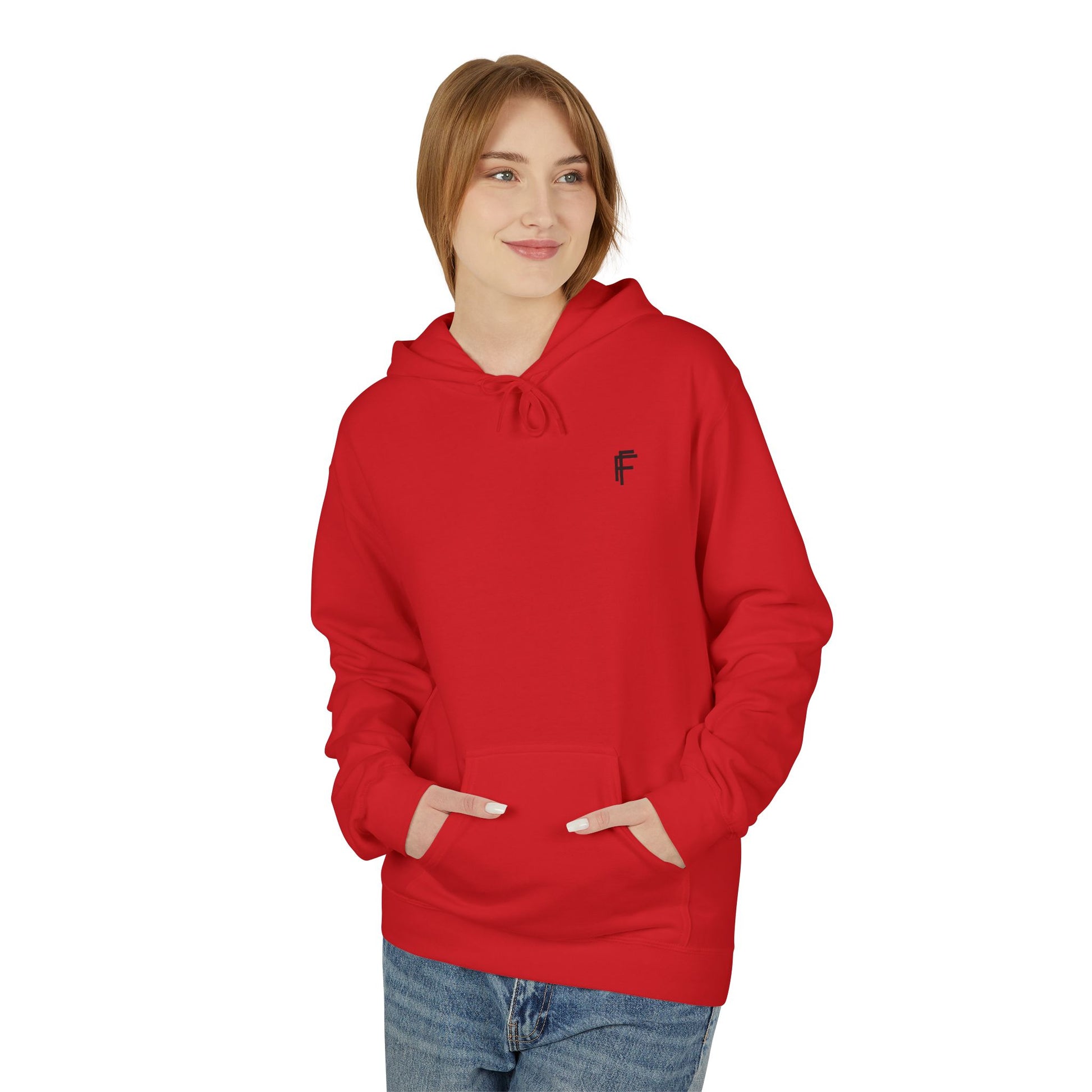 Fitness Frenzy Unisex Fleece Hoodie with Black Logo - Softstyle Comfort for Everyone. - Fitness Frenzy