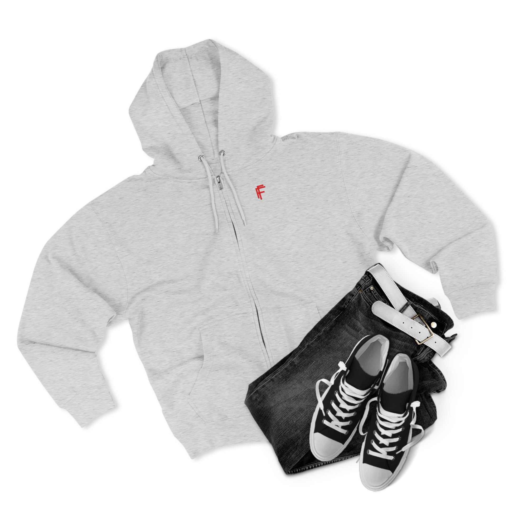 Frenzy - Cozy Unisex Zip Hoodie with Red Logo - Perfect for Everyday Comfort - Fitness Frenzy