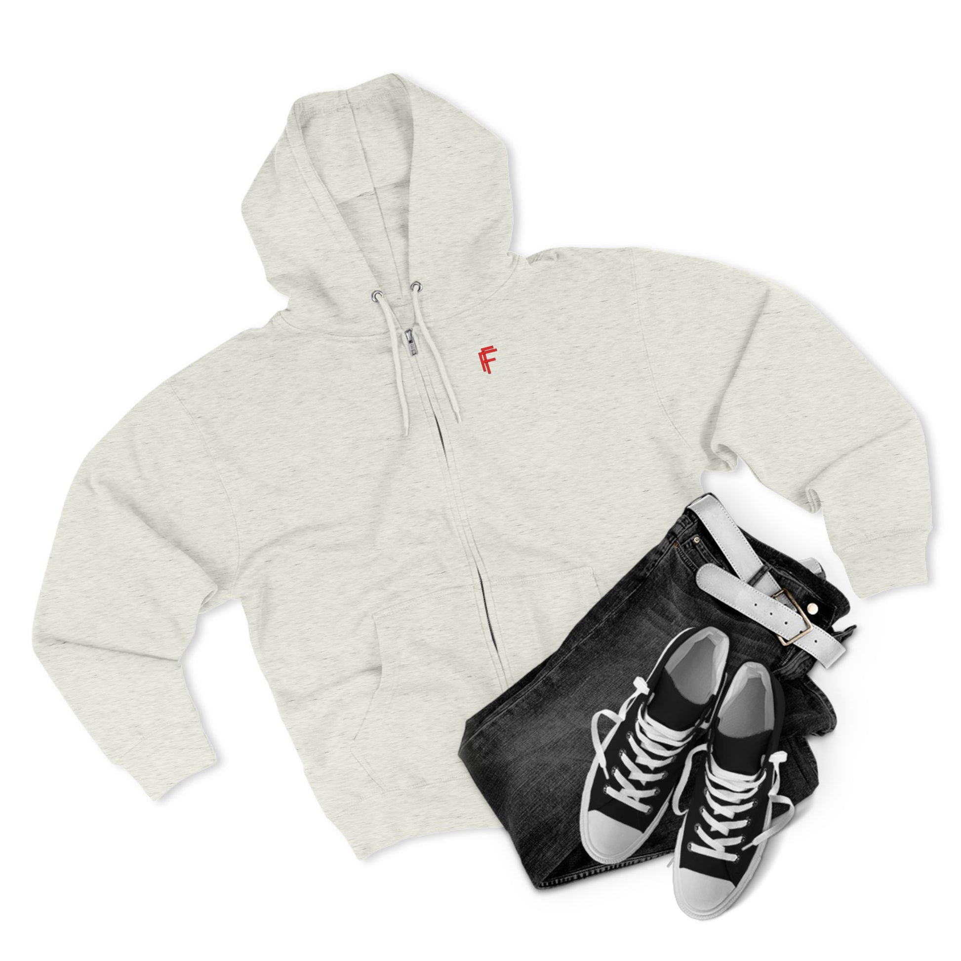 Frenzy - Cozy Unisex Zip Hoodie with Red Logo - Perfect for Everyday Comfort - Fitness Frenzy
