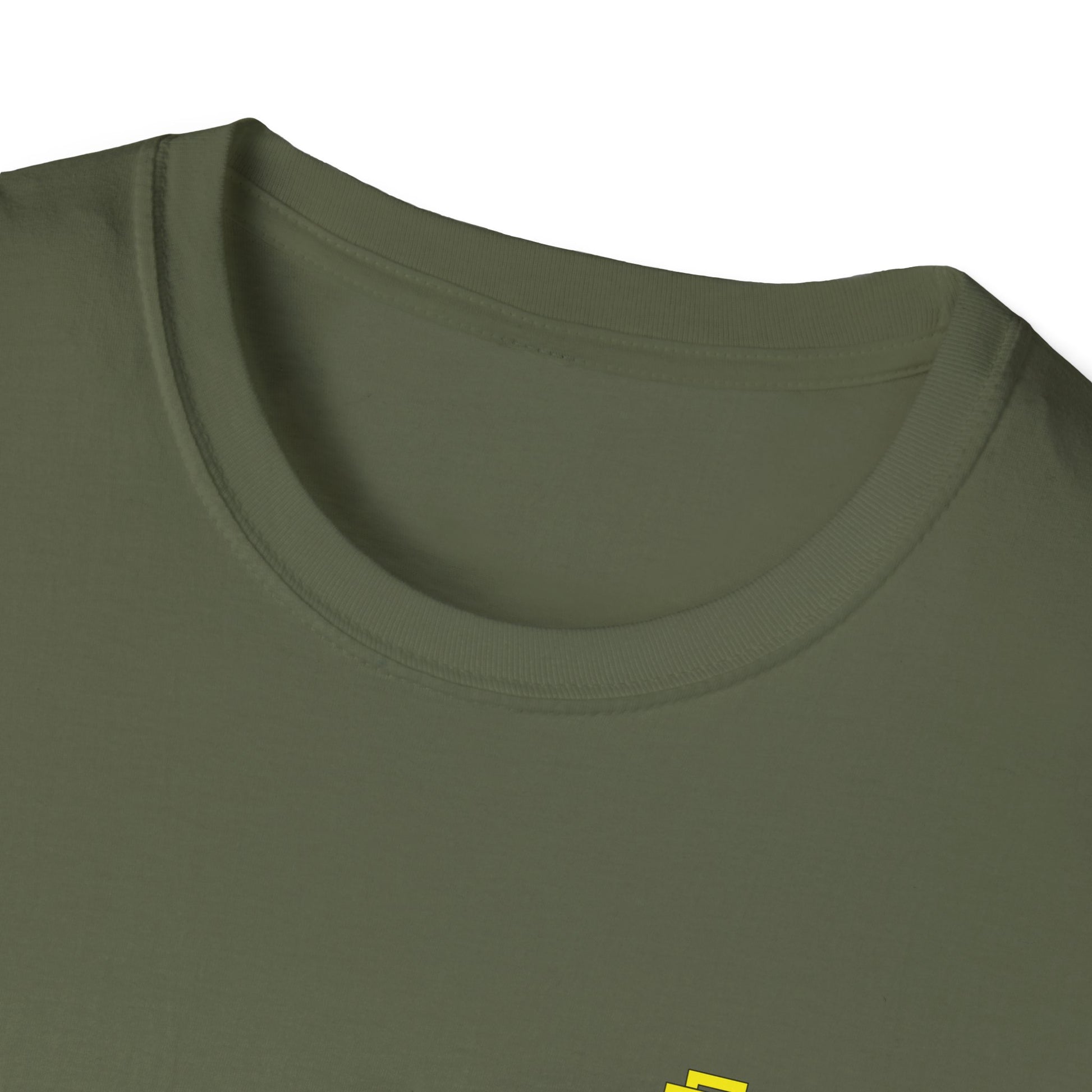 Minimalist Unisex Softstyle T-Shirt - Yellow Logo. - Fitness Frenzy