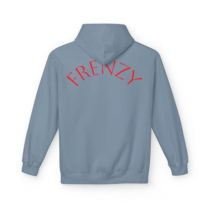 Fitness Frenzy Unisex Midweight Softstyle Hoodie with Red Logo - Trendy 'FRENZY' Design for Comfort and Style. - Fitness Frenzy