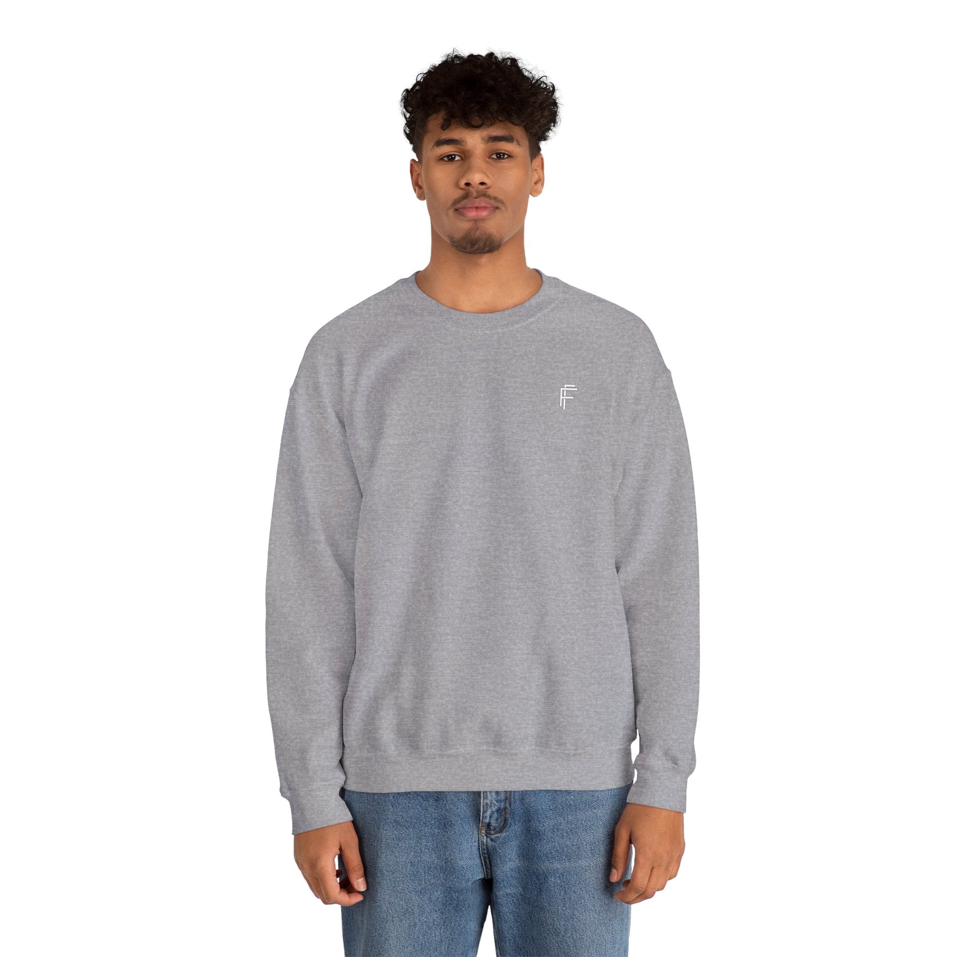 Frenzy Unisex Black Crewneck Sweatshirt with White Logo for Everyday Comfort. - Fitness Frenzy