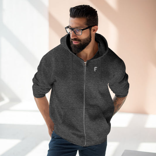 Frenzy - Stylish Unisex Zip Hoodie with White Logo. - Fitness Frenzy
