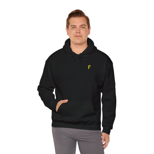Frenzy Unisex Heavy Blend™ Hoodie with Yellow Logo. - Fitness Frenzy