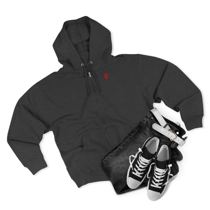 Frenzy - Unisex Zip Hoodie with Red Logo - Fresh Style Grey Zip-Up with Red Graphics. - Fitness Frenzy