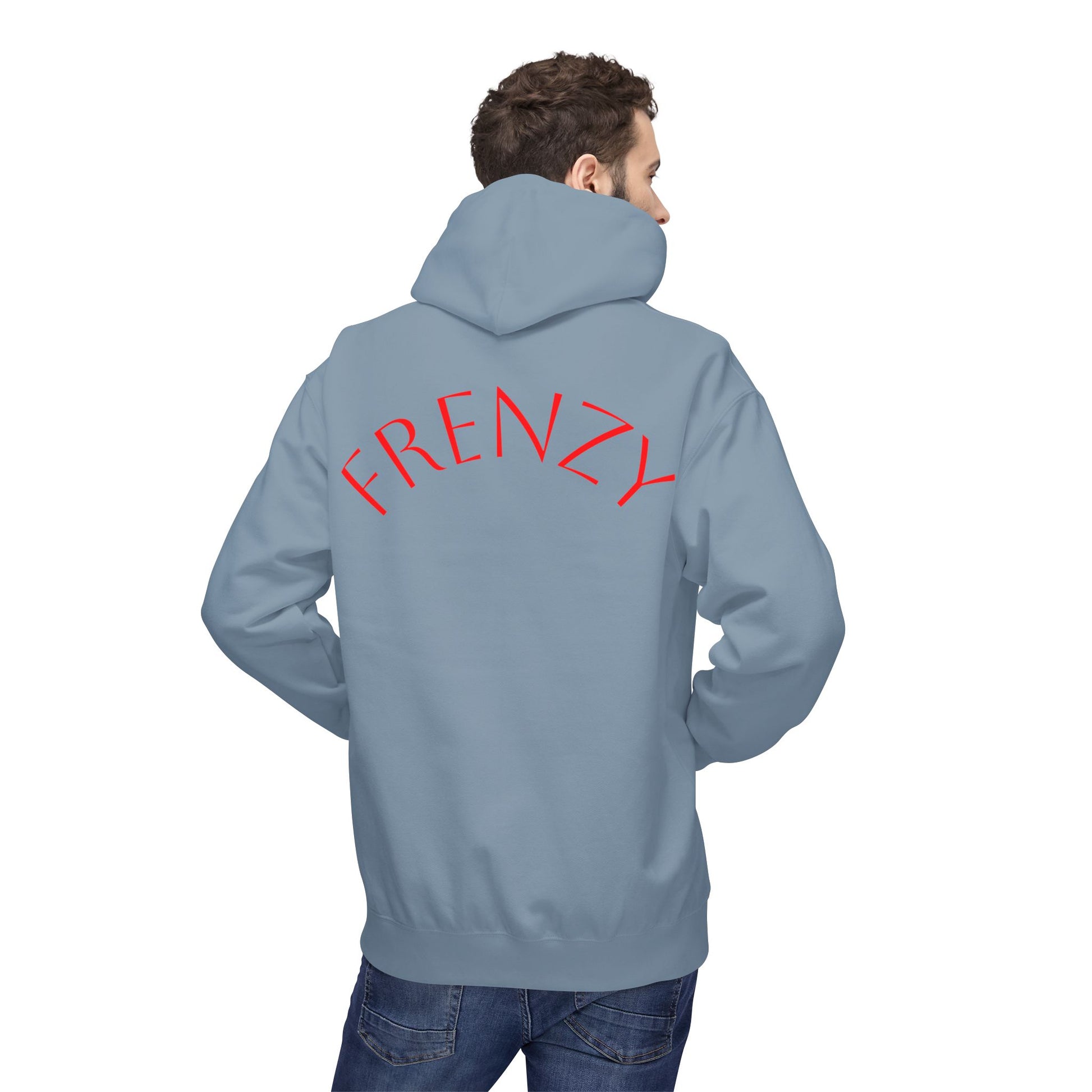 Fitness Frenzy Unisex Midweight Softstyle Hoodie with Red Logo - Trendy 'FRENZY' Design for Comfort and Style. - Fitness Frenzy