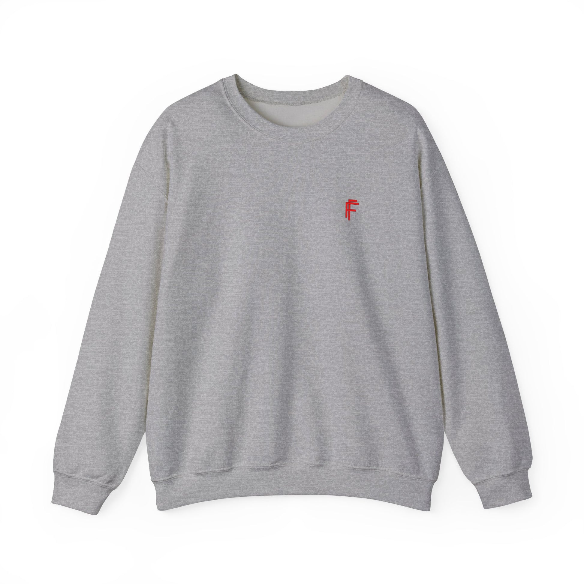 Frenzy - Unisex Heavy Blend™ Crewneck Sweatshirt with Red Logo - Cozy Modern Style. - Fitness Frenzy
