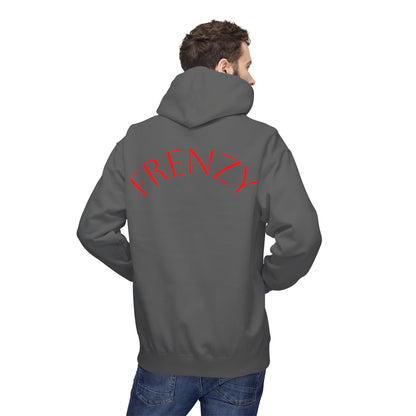 Fitness Frenzy Unisex Midweight Softstyle Hoodie with Red Logo - Trendy 'FRENZY' Design for Comfort and Style. - Fitness Frenzy