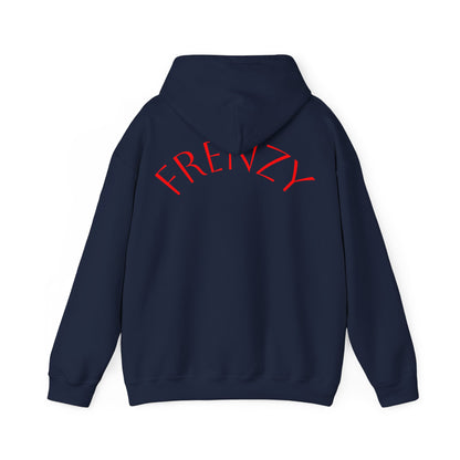 Frenzy Unisex Heavy Blend™ Hooded Sweatshirt with Red logo - Trendy & Cozy. - Fitness Frenzy