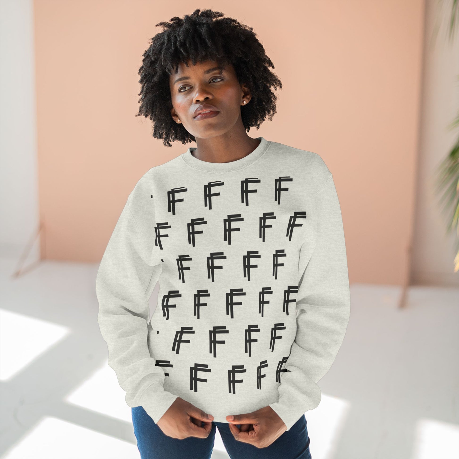 Frenzy Unisex Crew neck Sweatshirt with Black Logo Pattern. - Fitness Frenzy