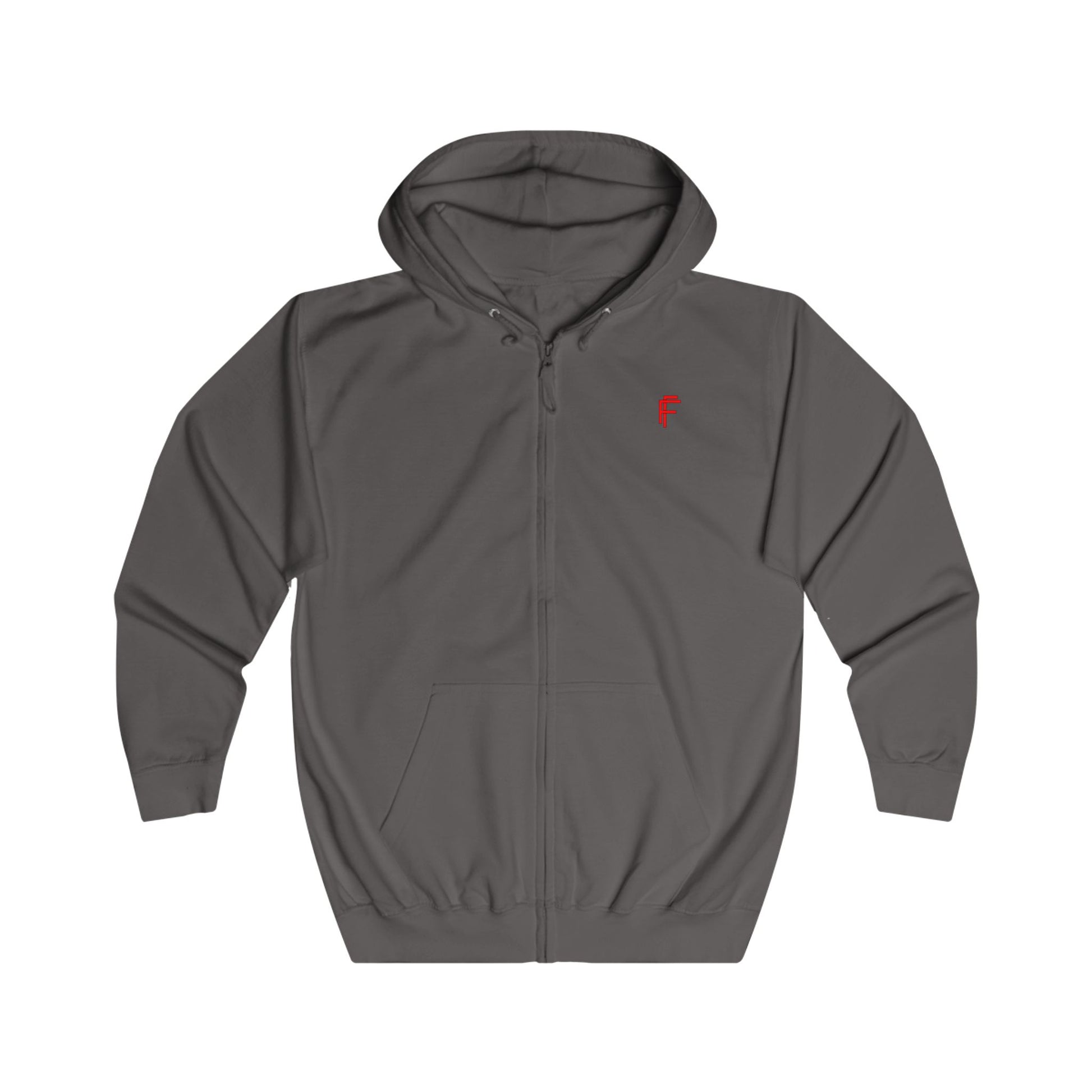 Frenzy Unisex Full Zip Hoodie with Red Logo - Cosy Casual Wear for Everyday Style. - Fitness Frenzy