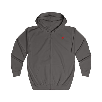 Frenzy Unisex Full Zip Hoodie with Red Logo - Cosy Casual Wear for Everyday Style. - Fitness Frenzy