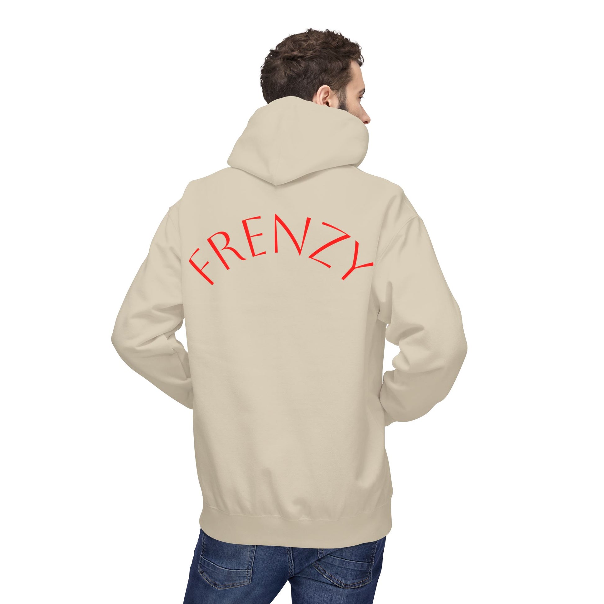 Fitness Frenzy Unisex Midweight Softstyle Hoodie with Red Logo - Trendy 'FRENZY' Design for Comfort and Style. - Fitness Frenzy