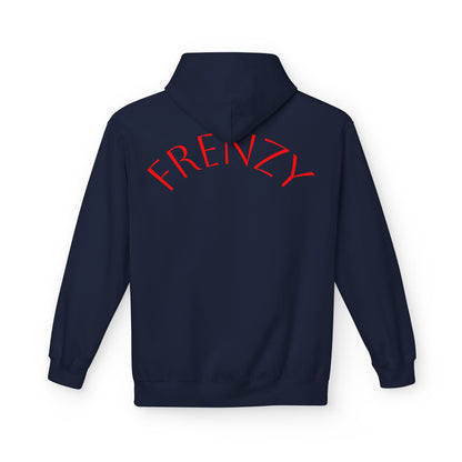 Fitness Frenzy Unisex Midweight Softstyle Hoodie with Red Logo - Trendy 'FRENZY' Design for Comfort and Style. - Fitness Frenzy