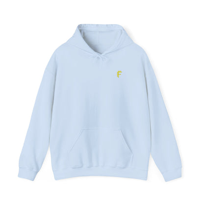 Frenzy Unisex Heavy Blend™ Hoodie with Yellow Logo. - Fitness Frenzy