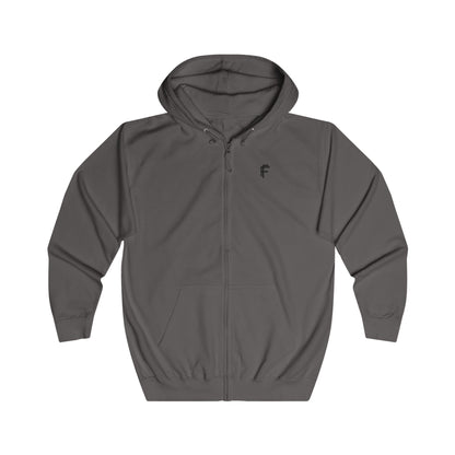 FRENZY Unisex Full Zip Hoodie with Black Logo - Cozy & Stylish Everyday Wear. - Fitness Frenzy