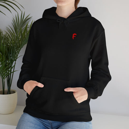 Frenzy Graphic Hoodie with Red Accent - Cosy Unisex Heavy Blend Apparel. - Fitness Frenzy