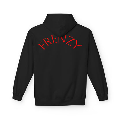 Fitness Frenzy Unisex Midweight Softstyle Hoodie with Red Logo - Trendy 'FRENZY' Design for Comfort and Style. - Fitness Frenzy