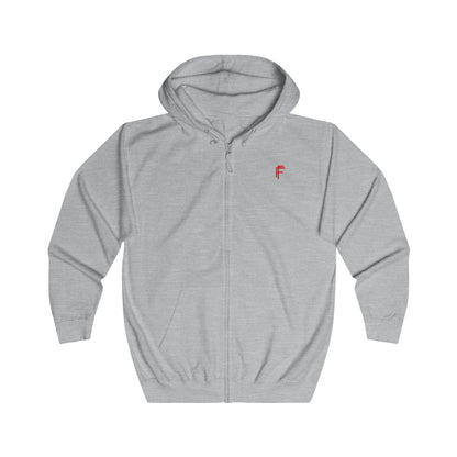 Frenzy Unisex Full Zip Hoodie with Red Logo - Cosy Casual Wear for Everyday Style. - Fitness Frenzy