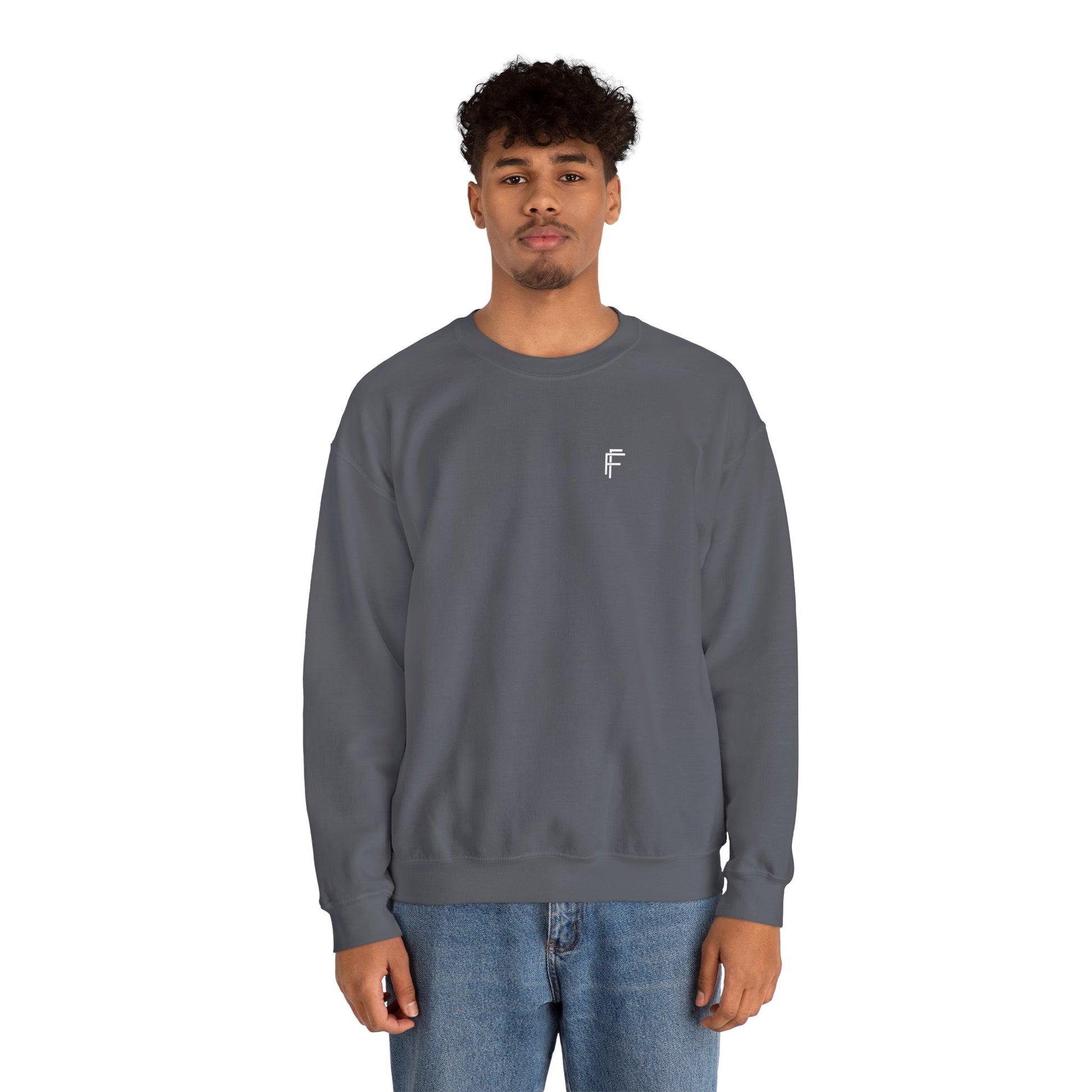 Frenzy Unisex Heavy Blend™ Crewneck Sweatshirt with White Logo. - Fitness Frenzy