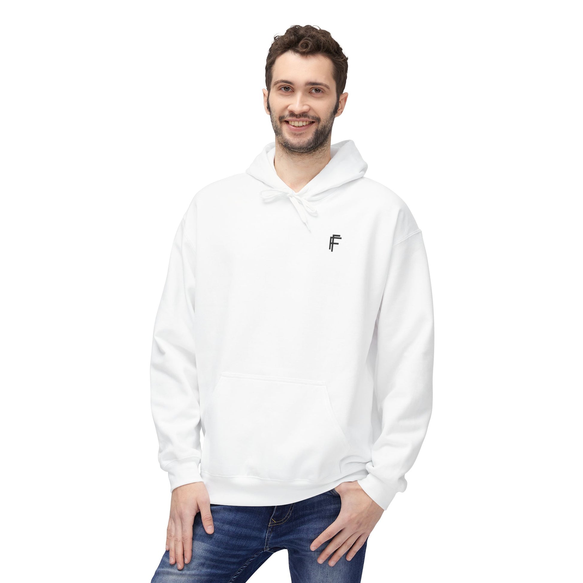 Fitness Frenzy Unisex Fleece Hoodie with Black Logo - Softstyle Comfort for Everyone. - Fitness Frenzy