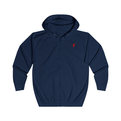 Frenzy Unisex Full Zip Hoodie with Red Logo - Cosy Casual Wear for Everyday Style. - Fitness Frenzy