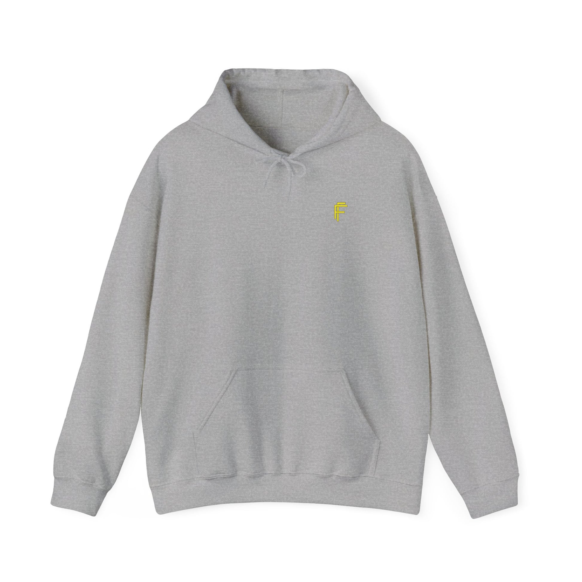 Frenzy Unisex Heavy Blend™ Hoodie with Yellow Logo. - Fitness Frenzy