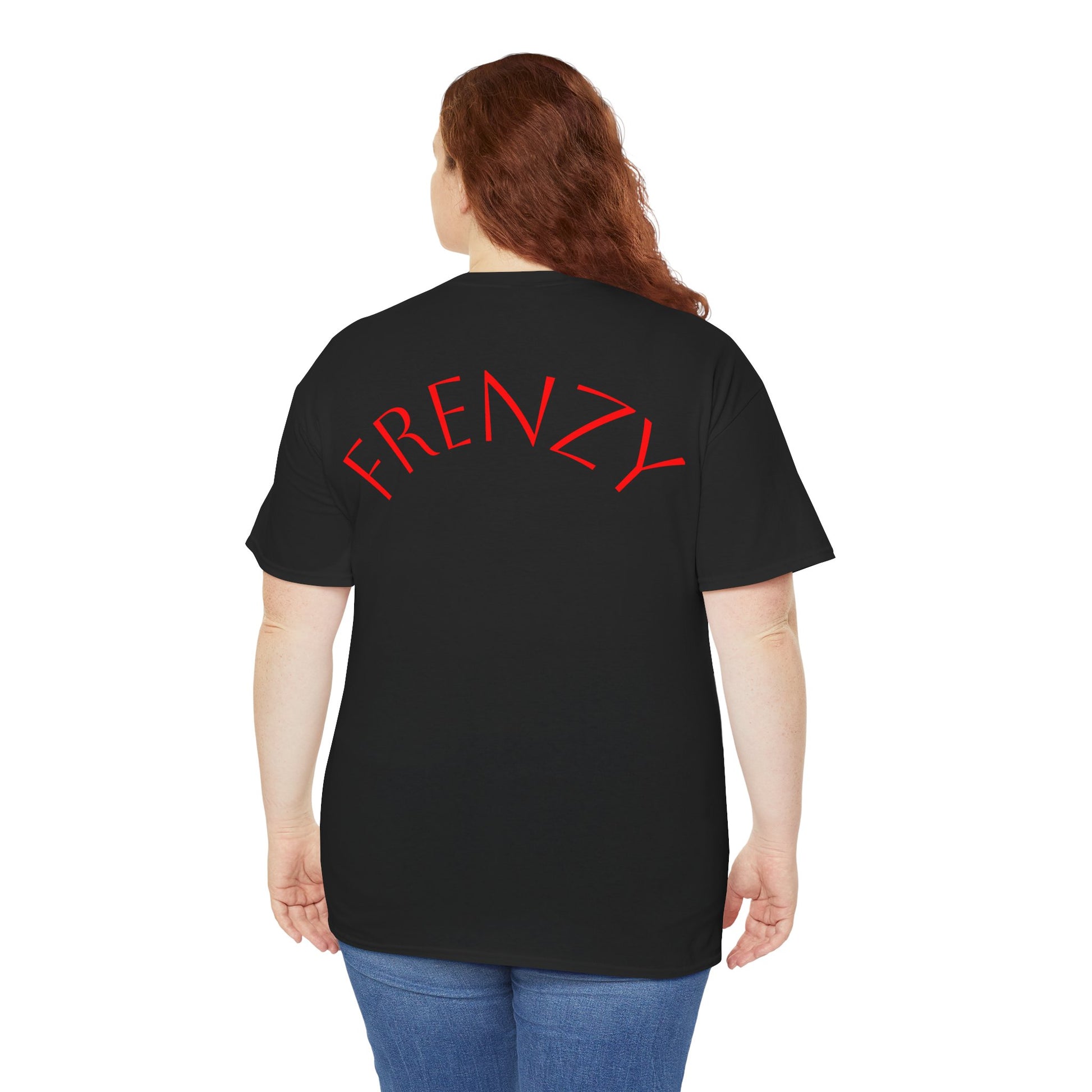 Frenzy Graphic Unisex Heavy Cotton Tee with Bold Red Design. - Fitness Frenzy