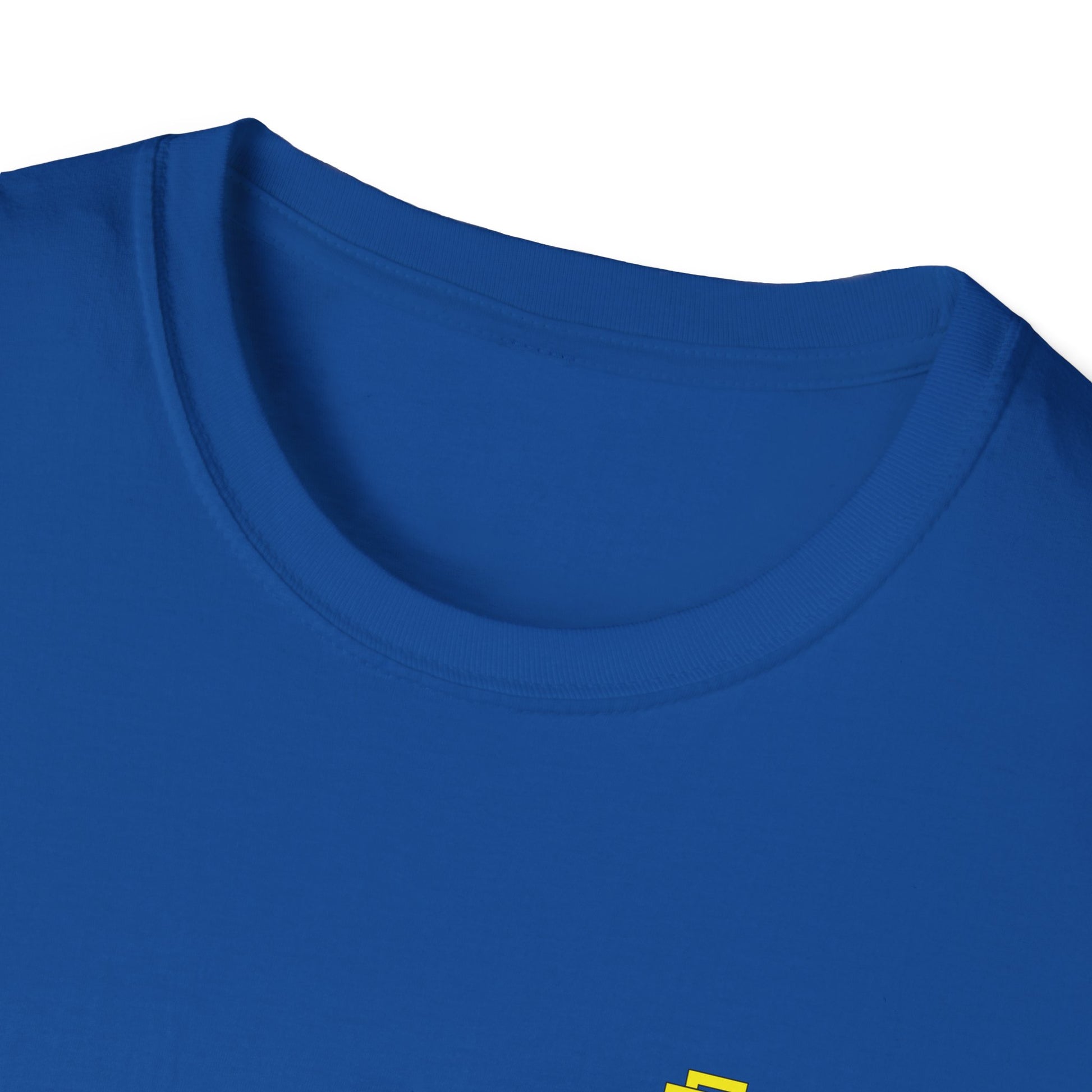 Minimalist Unisex Softstyle T-Shirt - Yellow Logo. - Fitness Frenzy